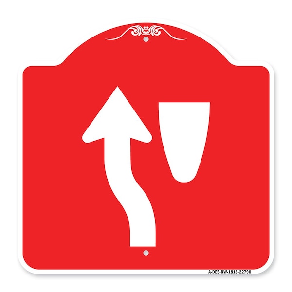 Designer Series Traffic Keep Left, Red & White Aluminum Architectural Sign, 18" x 18", RW-1818-22790
